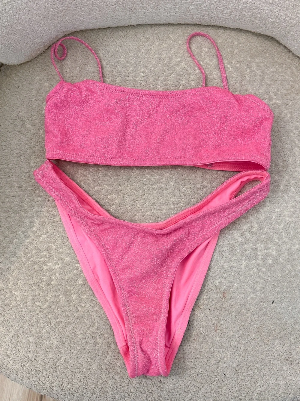 Triangl swimwear Pink Mica Pitaya Sparkle Shimmer Bandeau Bikini Set XS